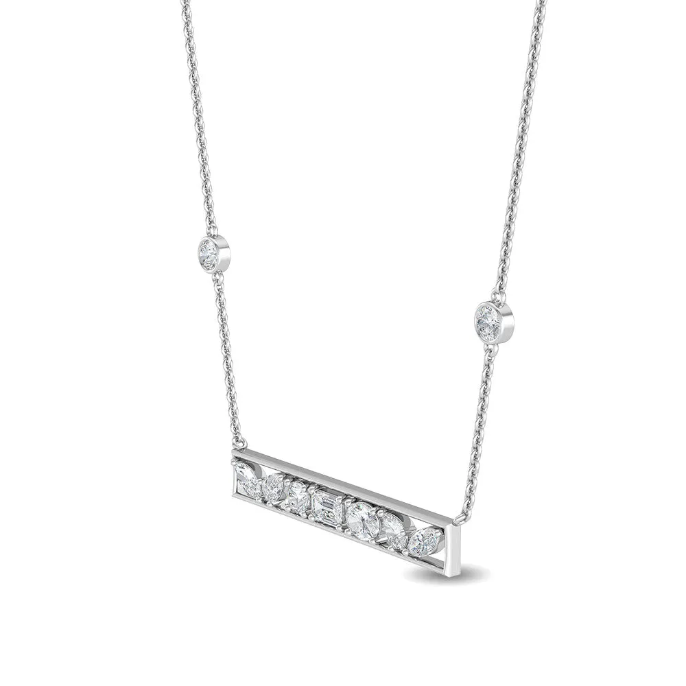 0.65ctw Fancy Shaped Lab-Grown Diamond 9-Stone Bar Necklace in 14k Gold