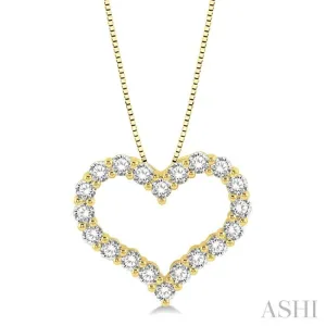 1 ctw Heart Charm Round Cut Diamond Pendant With Chain in 14K Yellow Gold