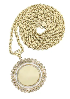 10K Yellow Gold Round Picture Necklace | Appx. 23.5 Grams