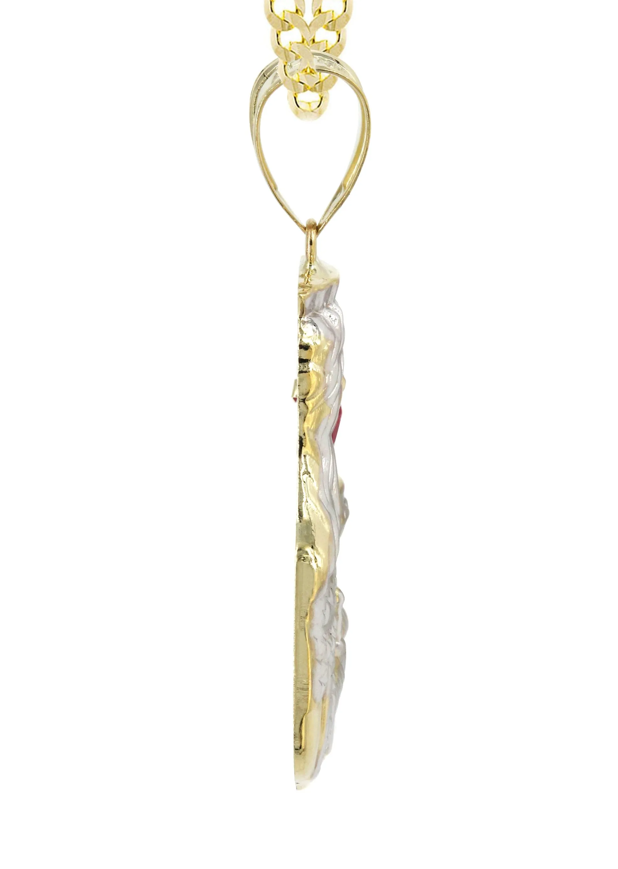 10K Yellow Gold Saint Barbara Necklace with Ruby Stone | Appx. 16.6 Grams