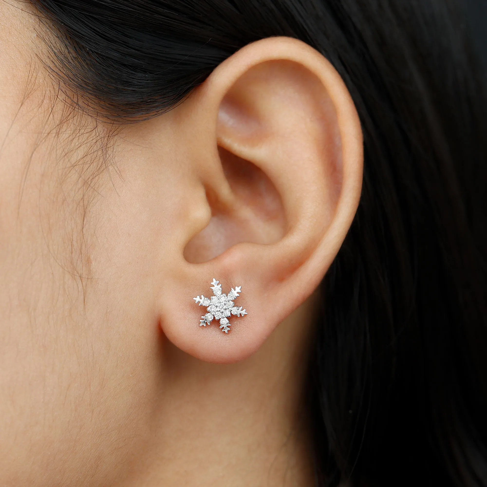 1/2 CT Moissanite Cluster Snowflake Stud Earrings