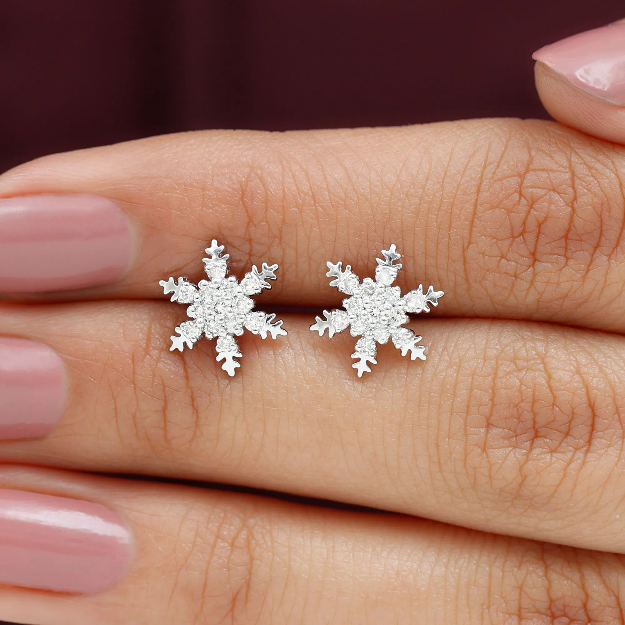 1/2 CT Moissanite Cluster Snowflake Stud Earrings