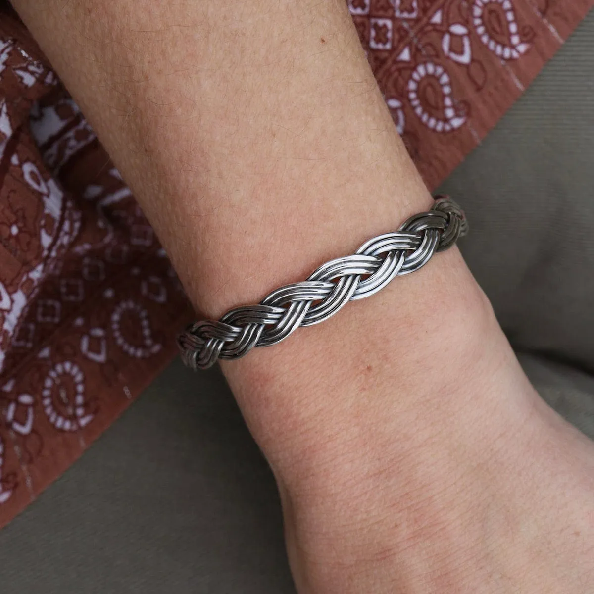 1/2" 9 Strand Fine Braided Sterling Silver Cuff