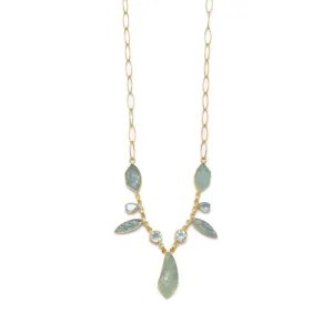 14 Karat Gold Plated Aquamarine and Blue Topaz Necklace