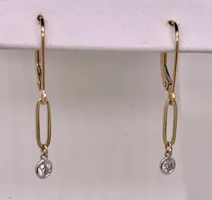 14K Diamond Paper Clip Earrings