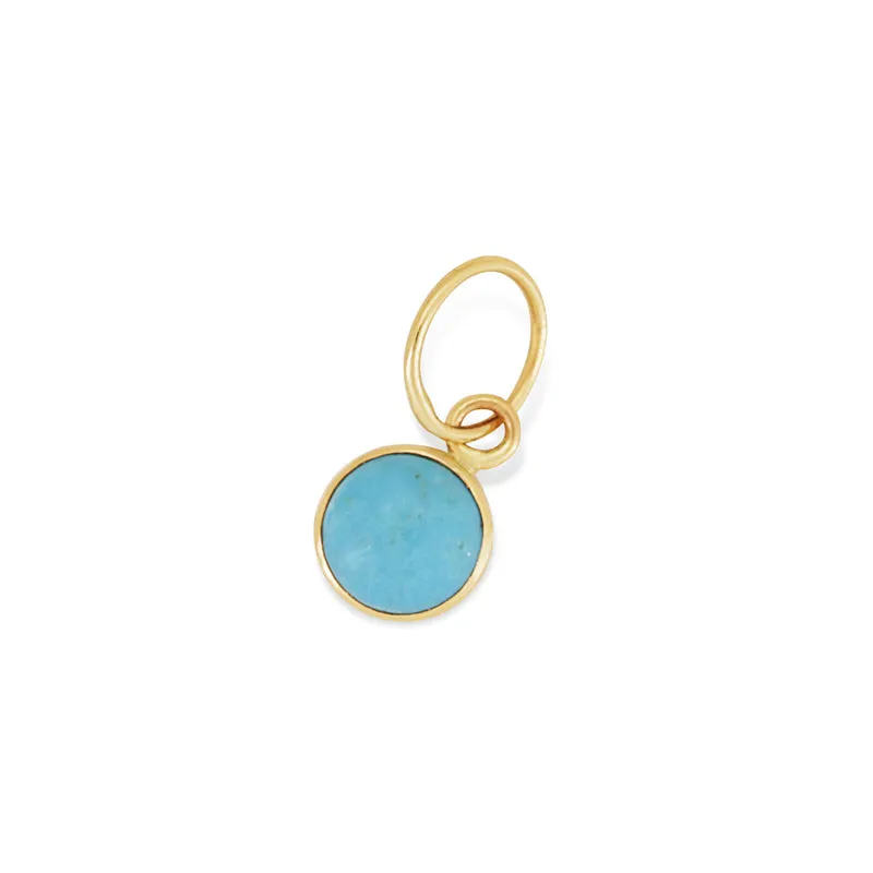 14k Gold and Sleeping Beauty Turquoise Charm Pendant