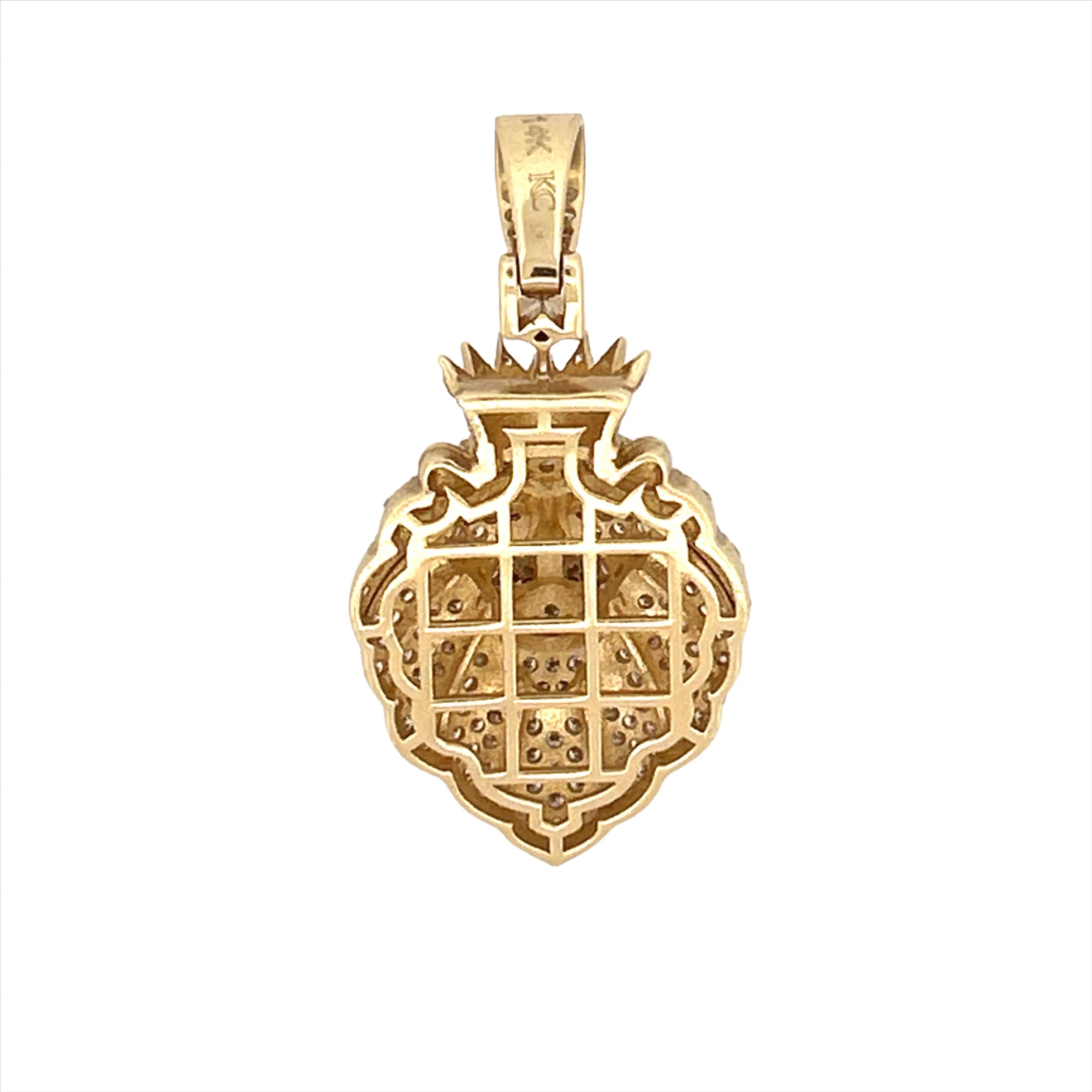 14K Gold Crowned Lion Mens Pendant