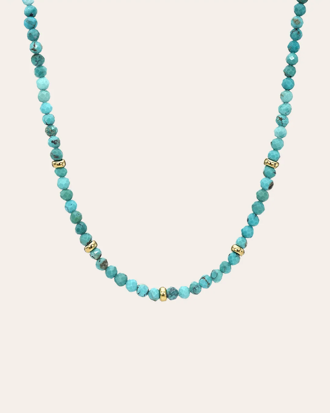 14k Gold Turquoise Segment Bead Necklace