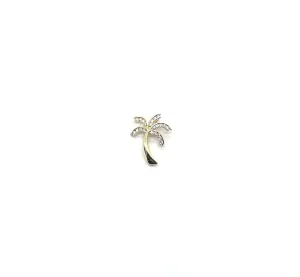 14k Yellow Gold Diamond Palm Tree Pendant