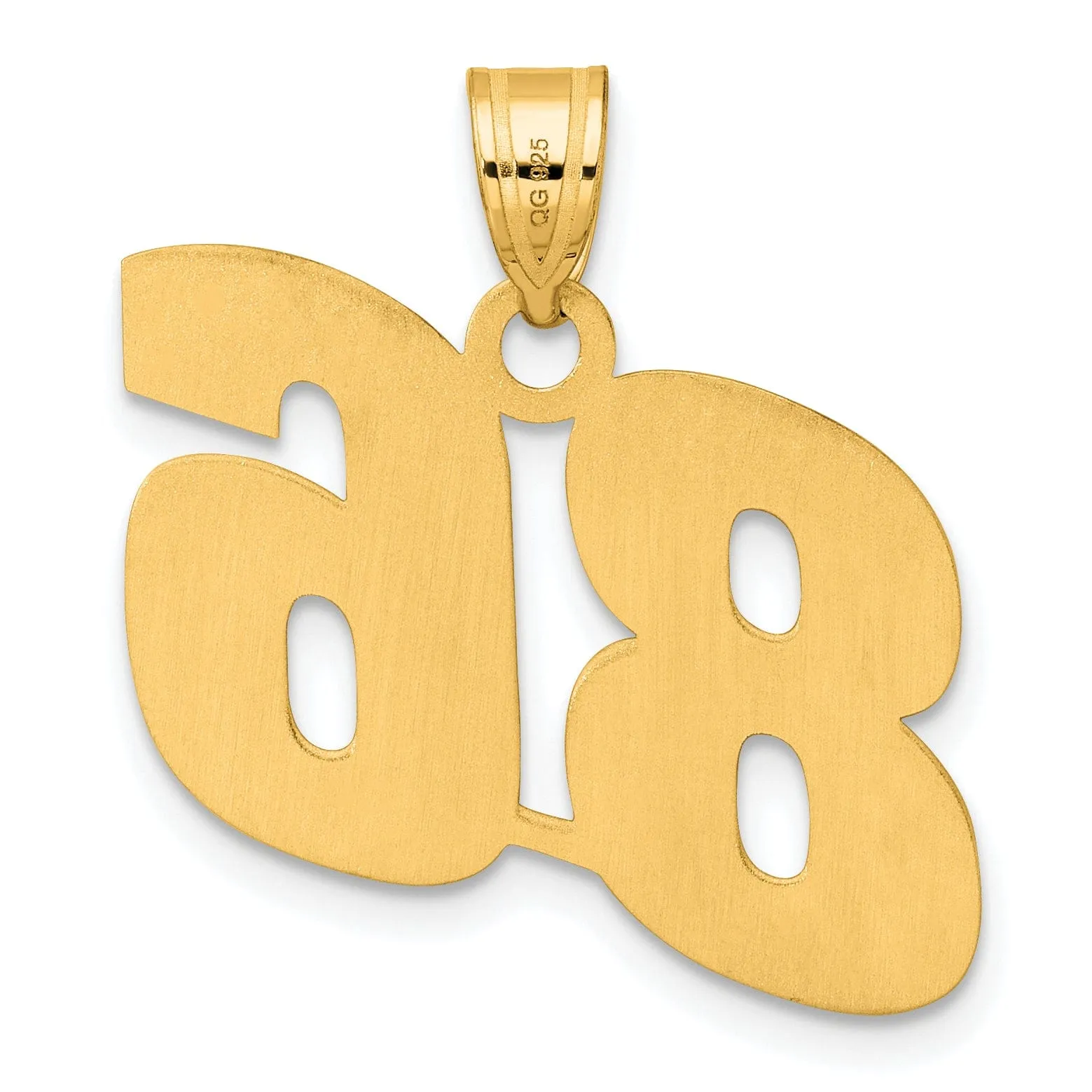 14k Yellow Gold Polished Finish Block Script Design Number 86 Charm Pendant