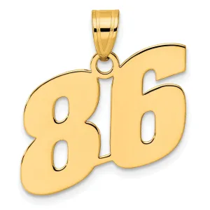 14k Yellow Gold Polished Finish Block Script Design Number 86 Charm Pendant