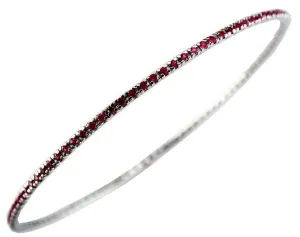 1.60CT AAA RUBY 14KT WHITE GOLD 3D ETERNITY 2mm BANGLE BRACELET