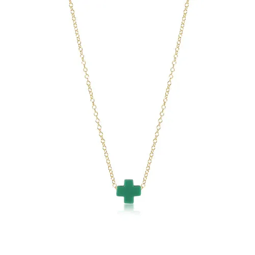 16" necklace gold - signature cross - emerald by enewton