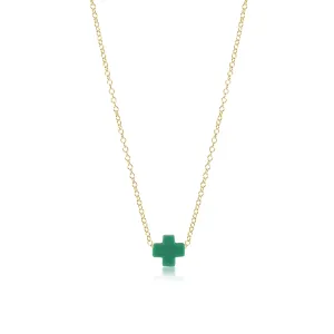 16" Necklace Gold Signature Cross Small Emerald