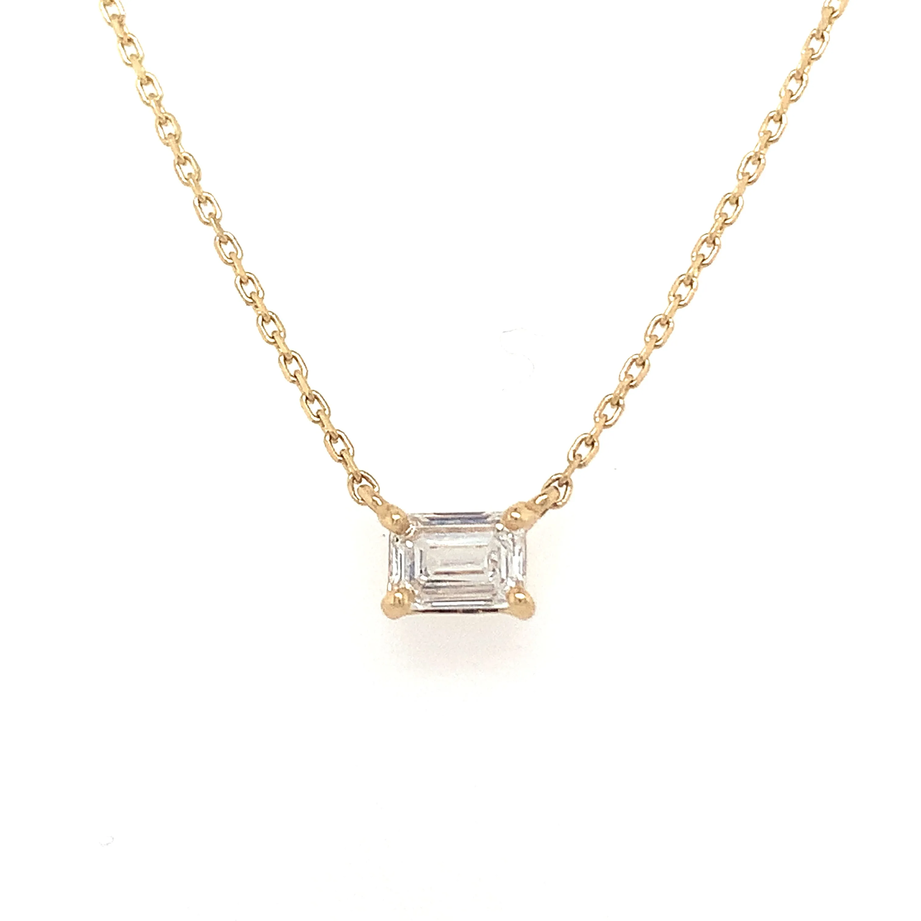 18ct Yellow Gold 0.50ct Emerald Cut Laboratory Grown Diamond Pendant