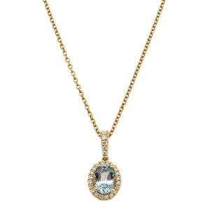 18ct Yellow Gold Aquamarine & Diamond Mini Sierra Pendant