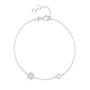 18K White Gold Diamond Flower Bracelet