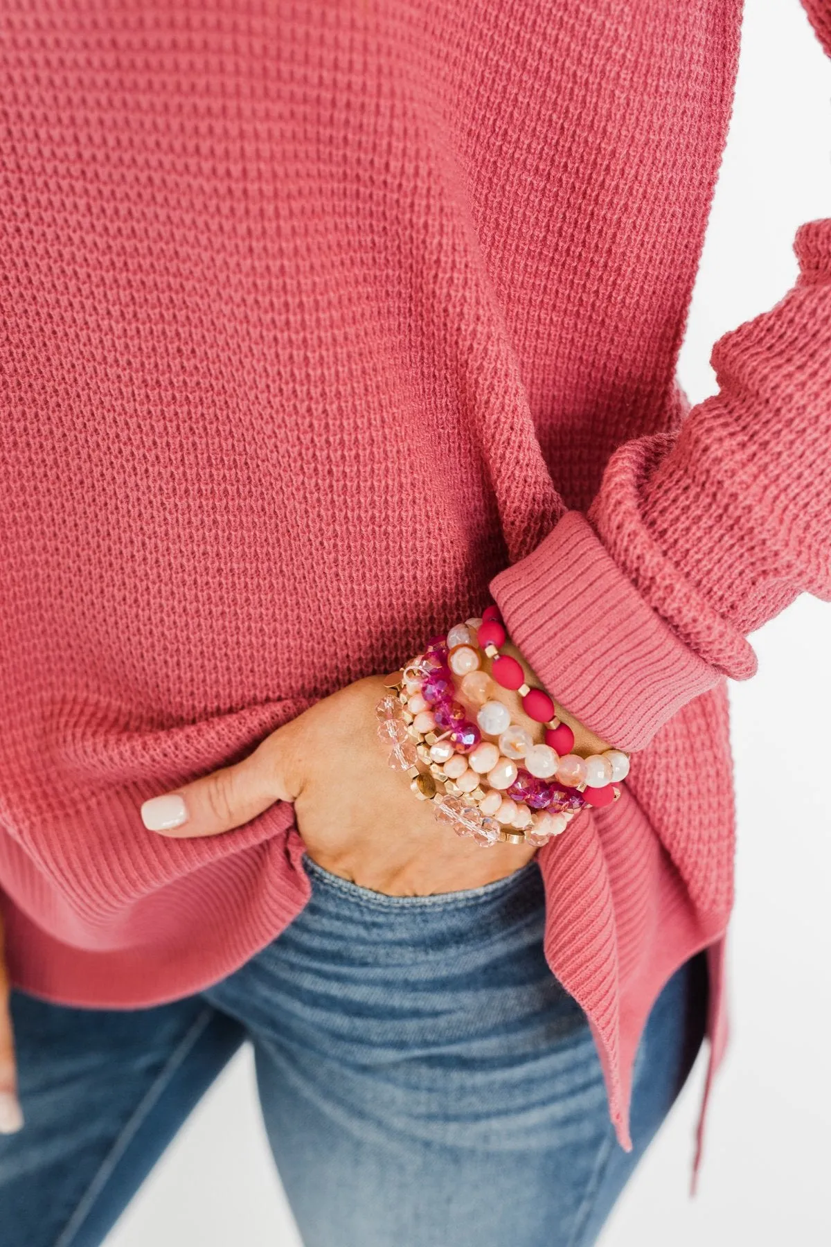 6 Layer Stackable Bracelet Set- Pink & Gold