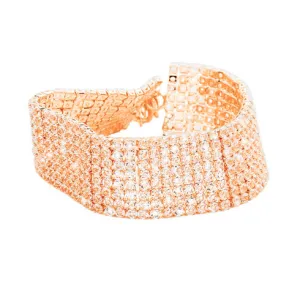 8 Rows Pave CZ Tennis Evening Bracelet