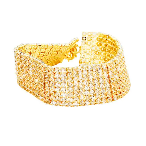 8 Rows Pave CZ Tennis Evening Bracelet