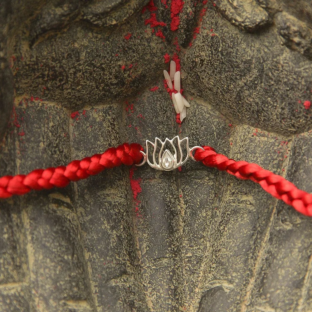 92.5 Silver Lotus Rakhi