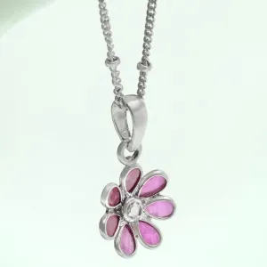 92.5 Silver Red Hydro Flower Necklace