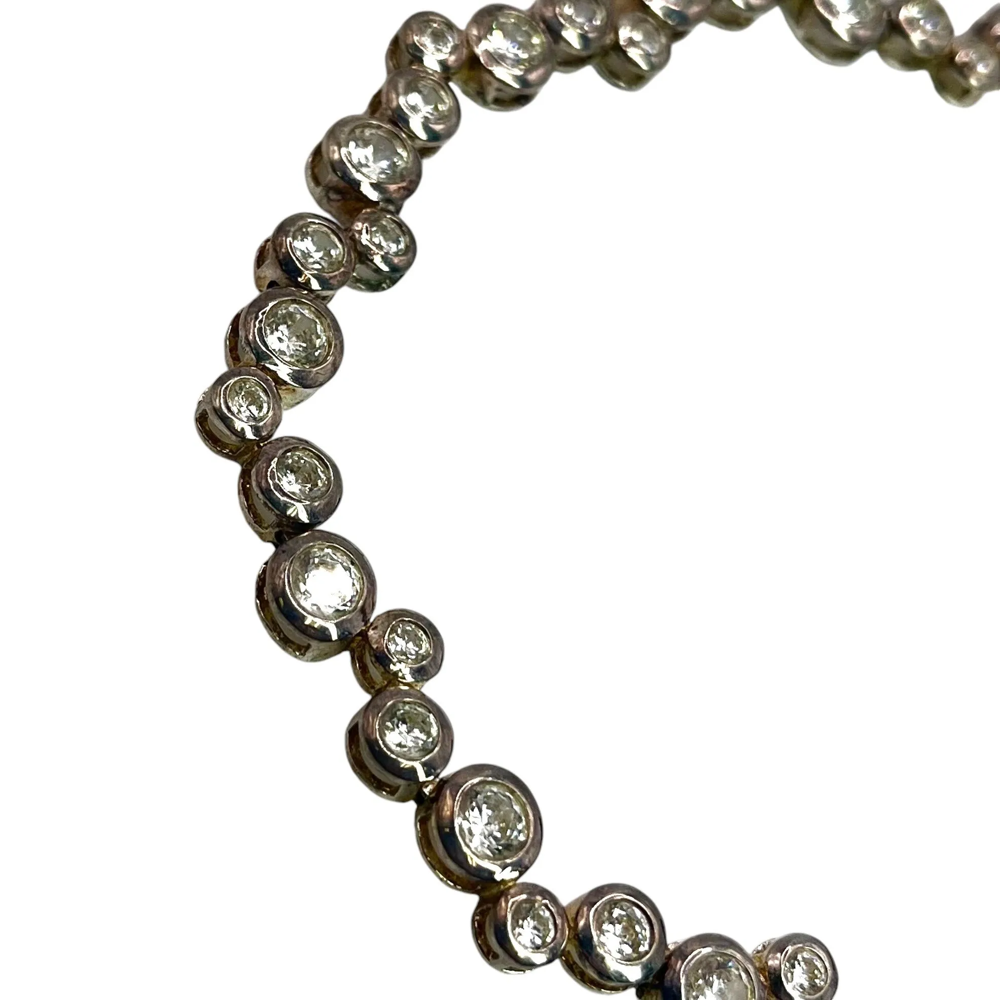 925 Sterling Silver Cubic Zirconia Tennis Bubble Bracelet Round Geometric