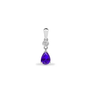 9ct White Diamonds - 4pts Tanzanite - 60pts Drop Pendant