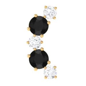 Alternate Black Onyx and Moissanite Crawler Earring in Gold