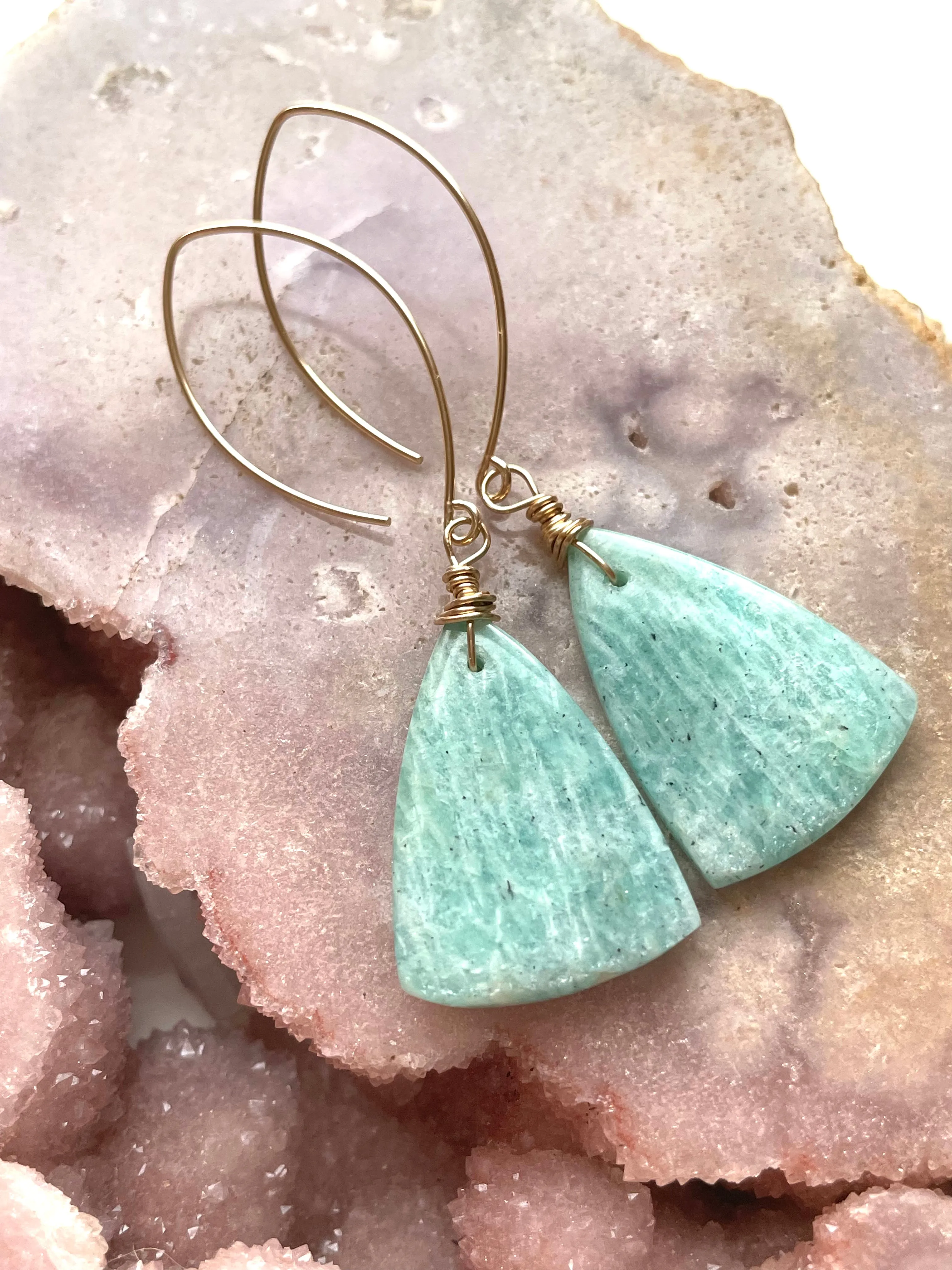 Amazonite dangle earrings on gold fill