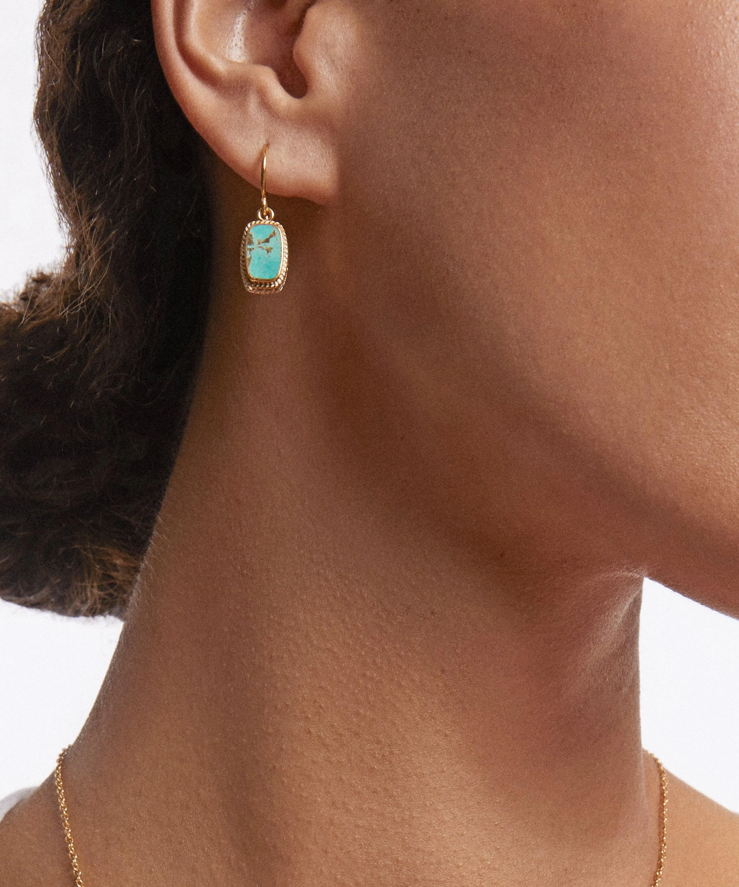 Anna Beck Gold and Turquoise Cushion Drop Earrings