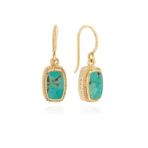 Anna Beck Gold and Turquoise Cushion Drop Earrings