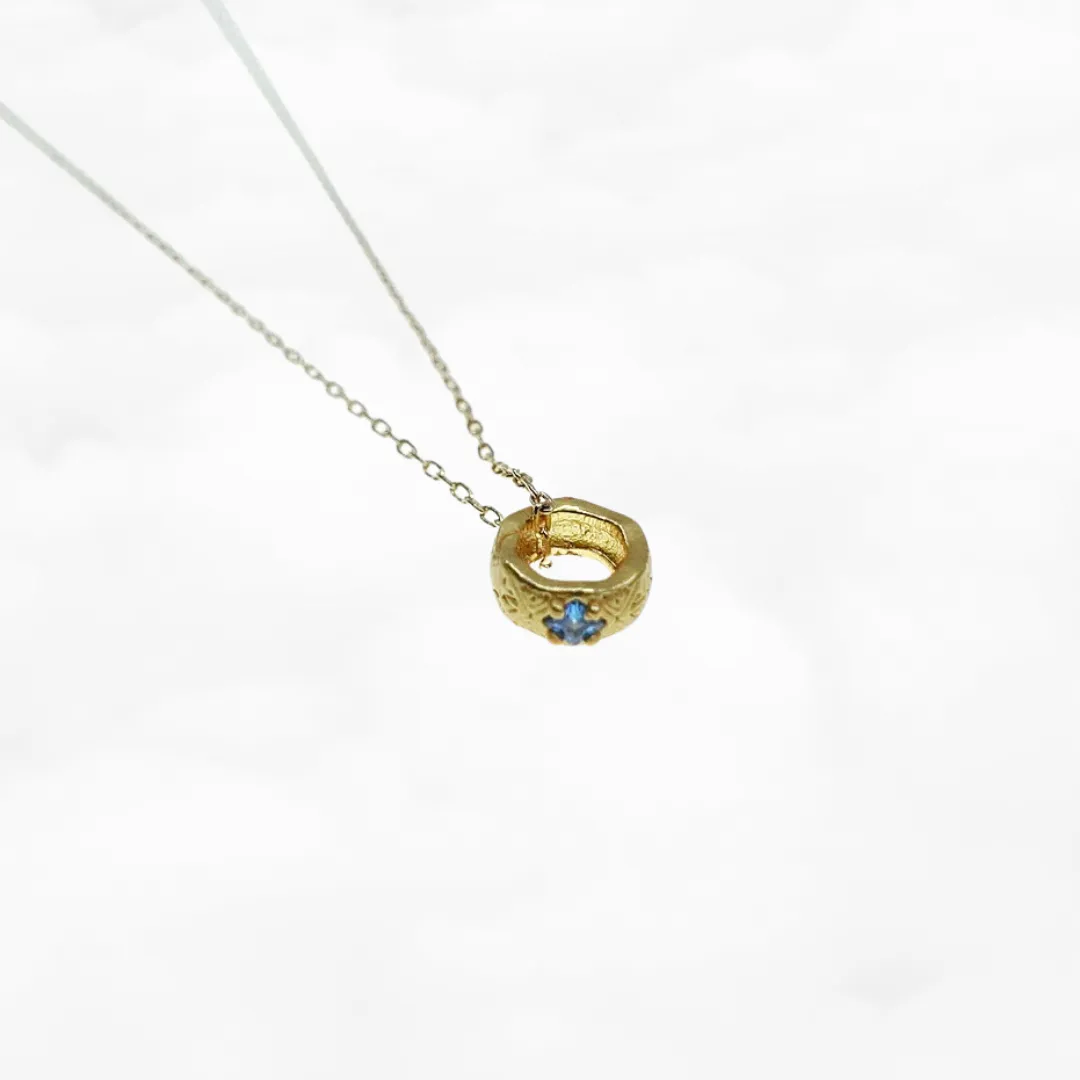 Antique Style Aquamarine Ring Necklace