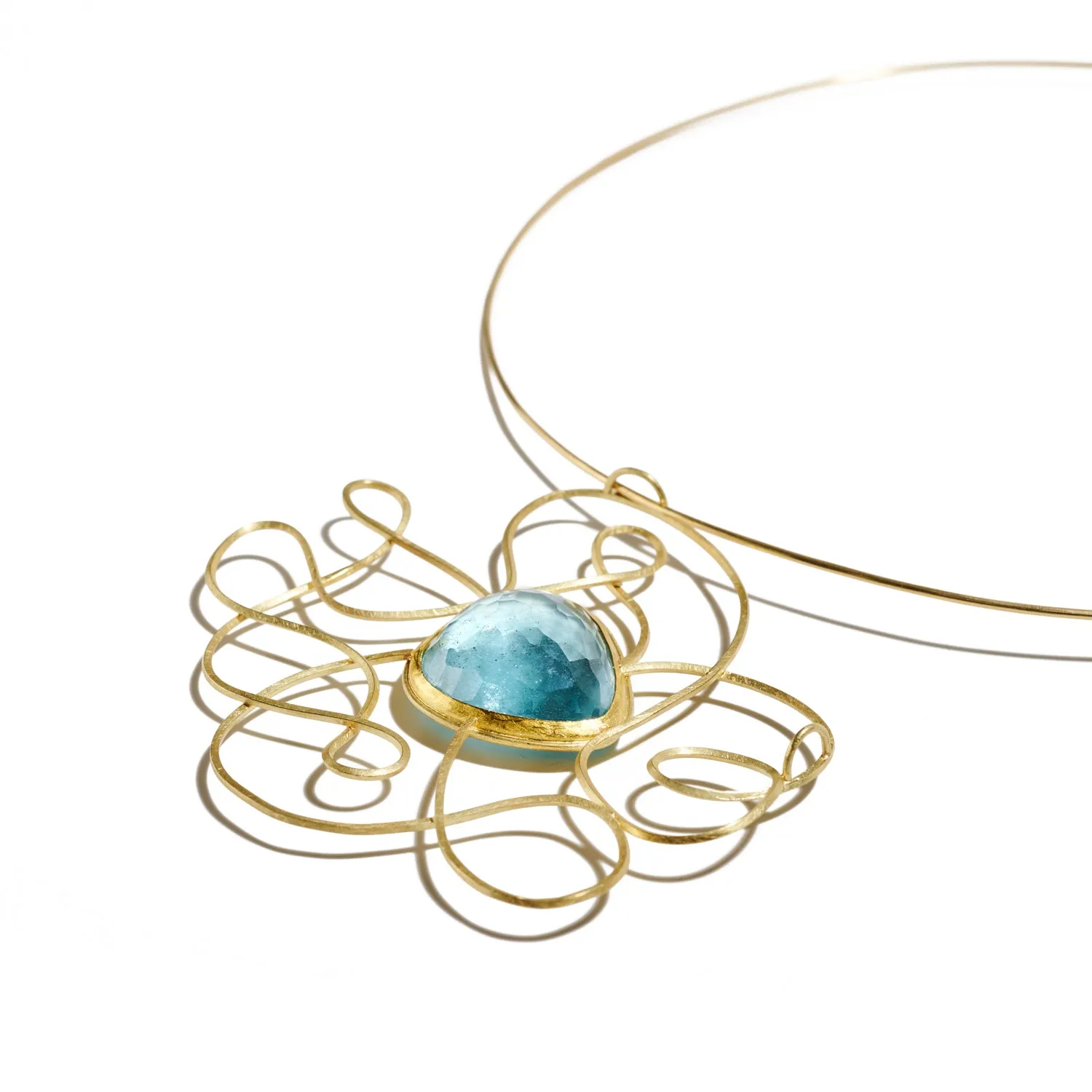 Aquamarine Wire Necklace