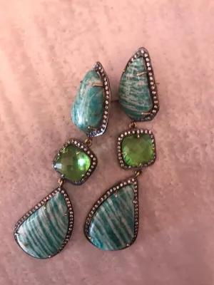 Aretes Tres Piedras Verde