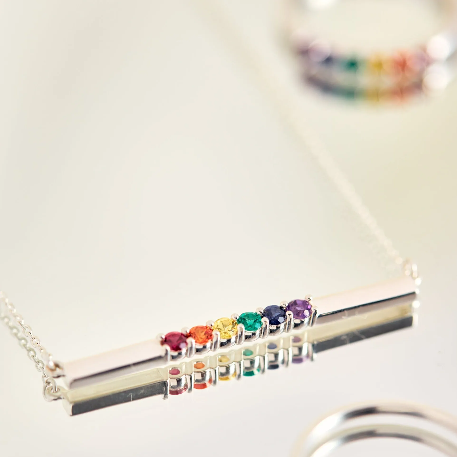 Aspen Rainbow Unity bar necklace