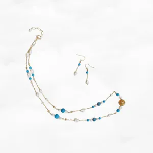 Auspicious Turquoise and Pearl Long Necklace