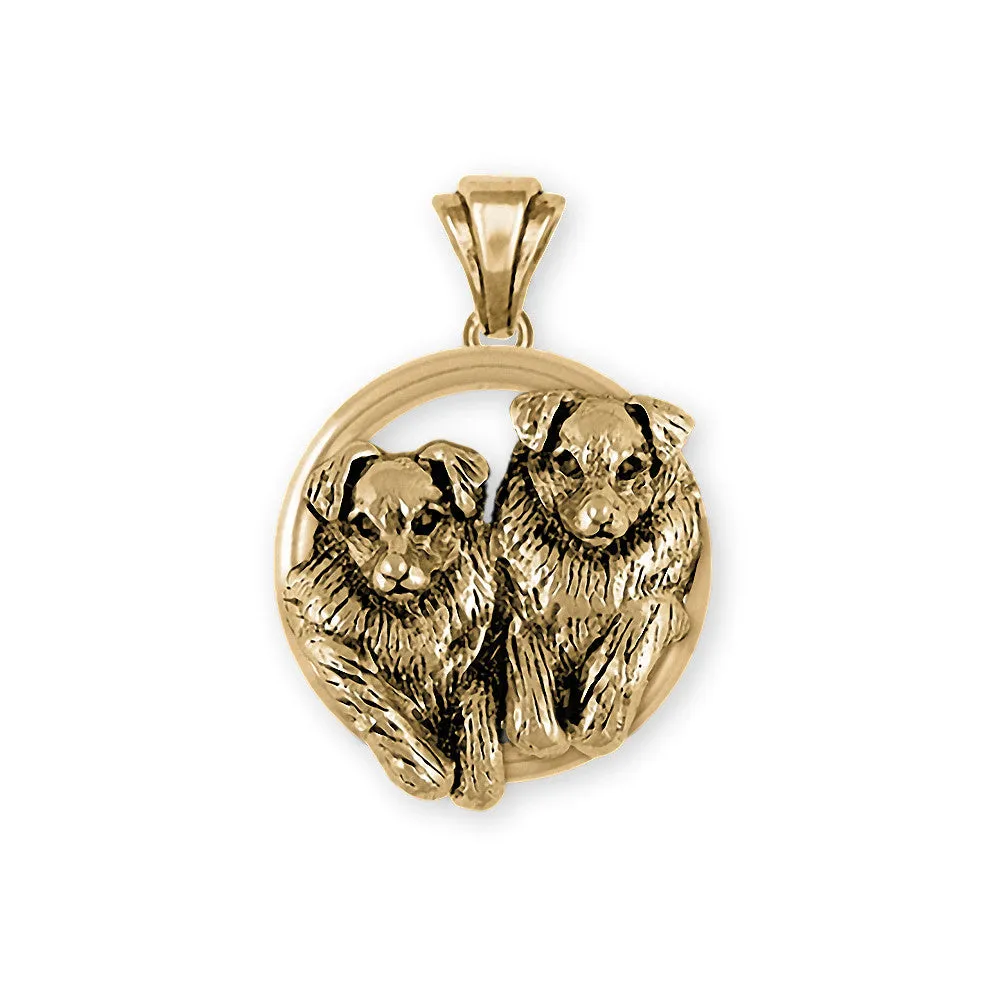 Australian Shepherd Pendant Jewelry 14k Gold Handmade Dog Pendant AU18-PG