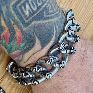 Bagger Bracelet - Skull ChainGang - Custom - 7/8" Wide - B33