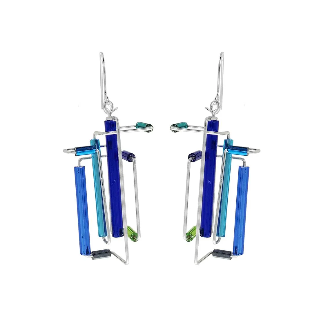 Barbie Levy Abstract Blues 3D Earrings