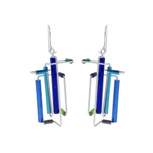 Barbie Levy Abstract Blues 3D Earrings