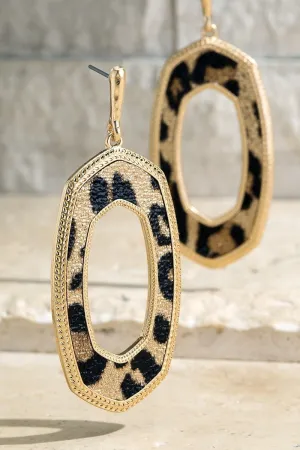 Beautiful animal print dangle fish hook earrings