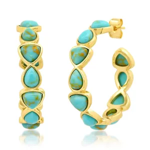 Bezel Set Turquoise Hoops