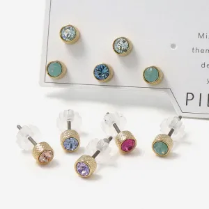 Bezel Stud Earring Set