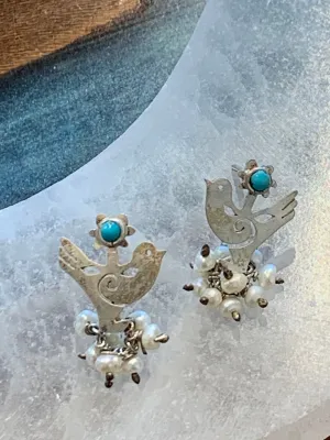 Bird & Flower Earrings