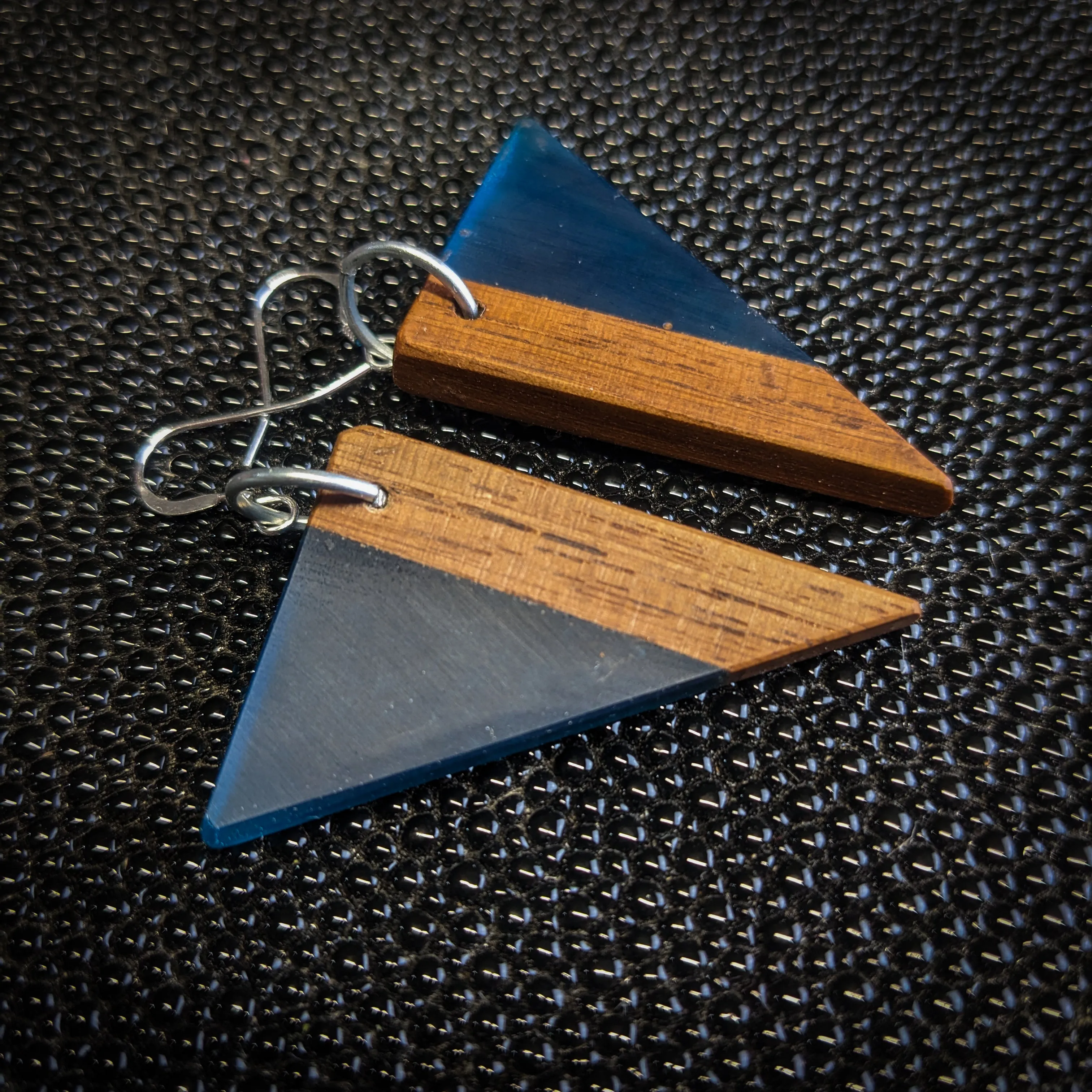 Blue Triangles Dangle Earrings