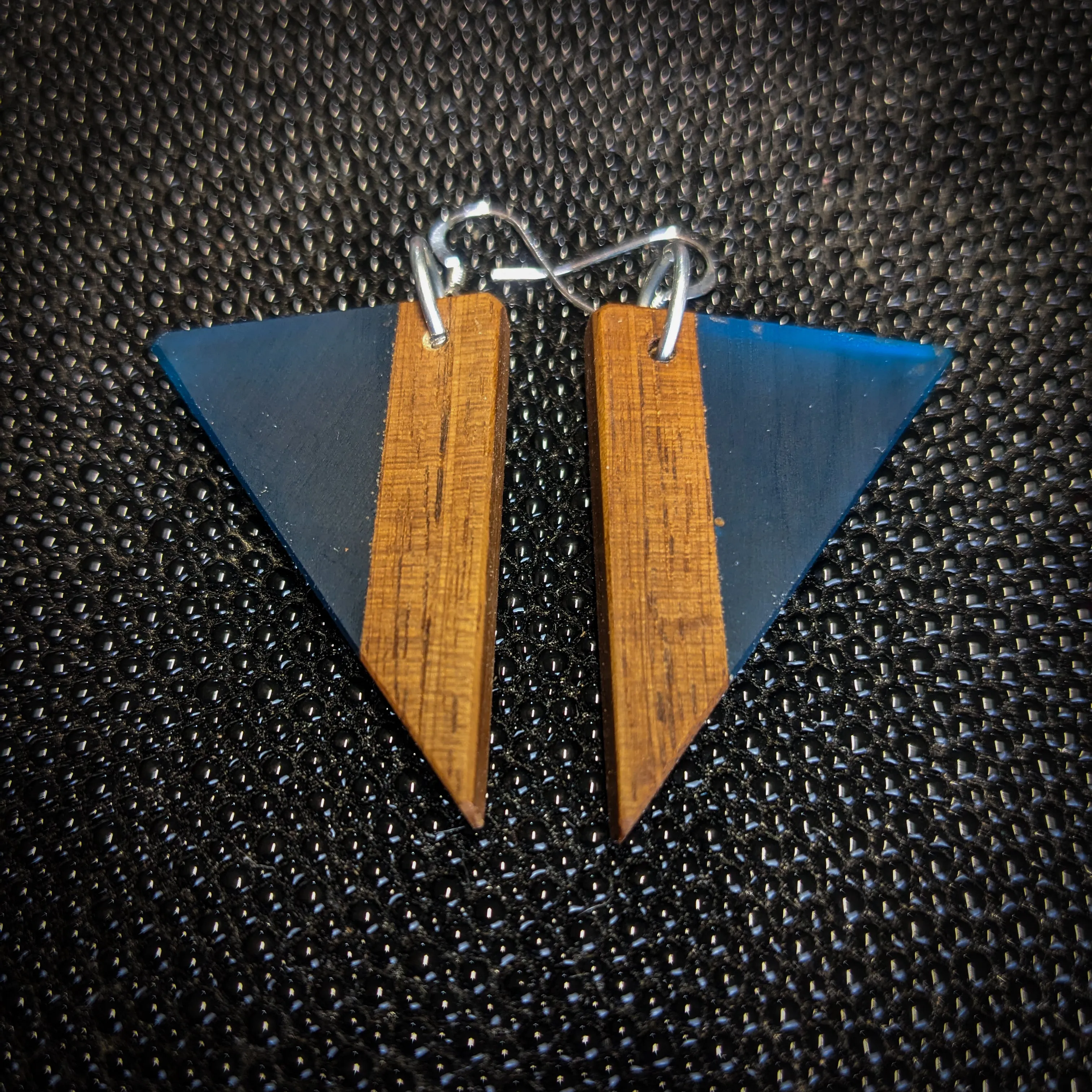 Blue Triangles Dangle Earrings