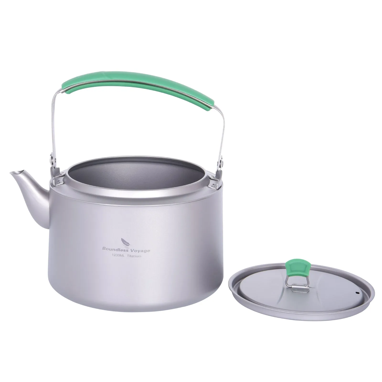 Boundless Voyage 1.2L Camping Titanium Kettle with Folding Handle & Filter Big Capacity Pot Cooking Outdoor Mess Kit Pot