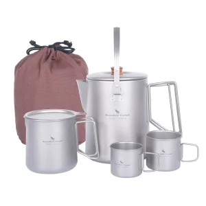 Boundless Voyage Outdoor Titanium Coffee Pot Cup Set 1500ML/250ML/500ML Water Kettle Mug With Folding Handle for Outdoors Camping Home