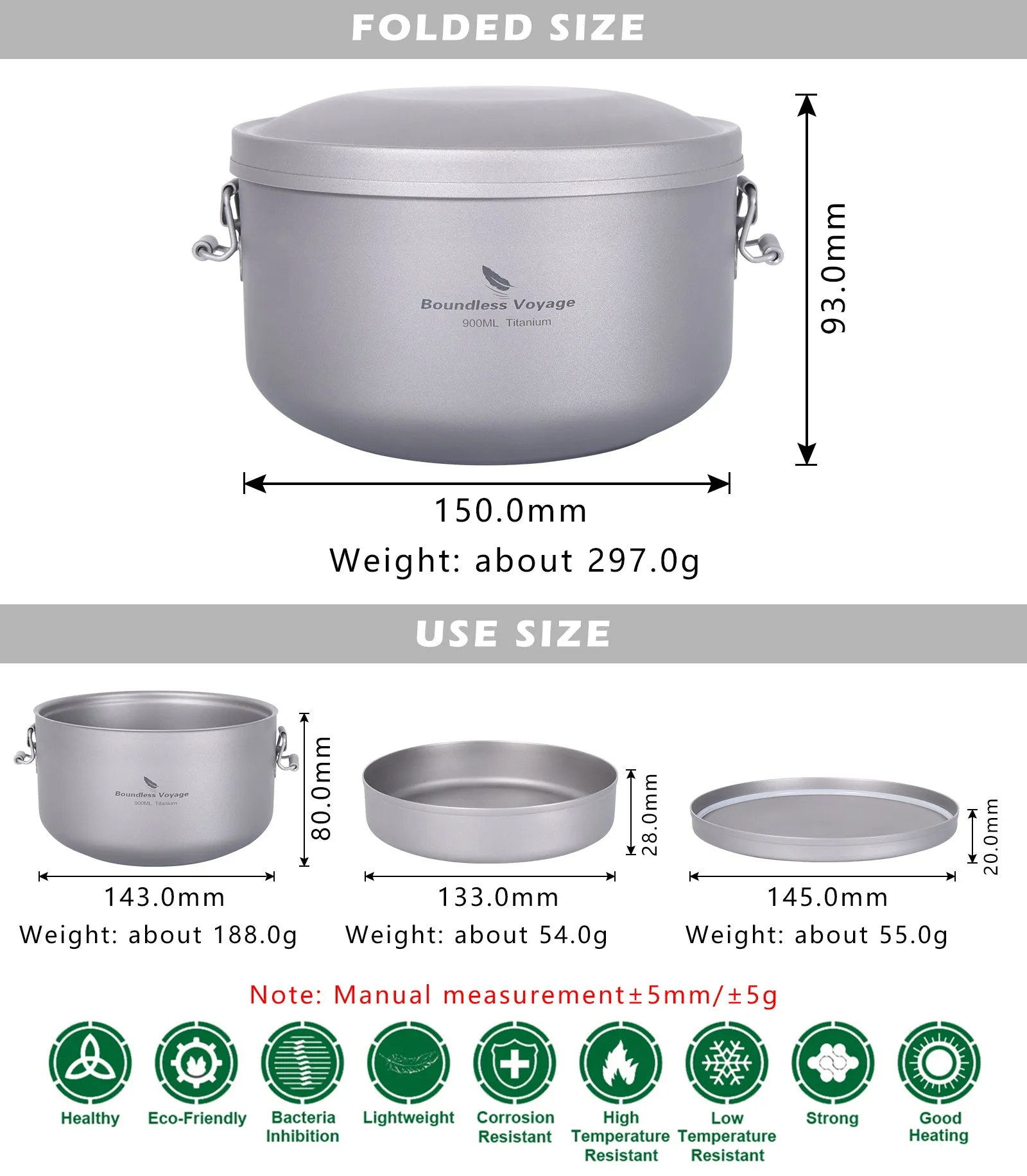 Boundless Voyage Outdoor Titanium Lunch Box Salad Soup Bowl with Lid Daily Separated Multi-layer Office Worker Bento Box Uncoated